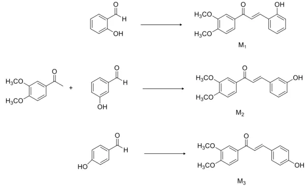 Gambar 1.  Sintesis Analog Kalkon Senyawa M 1 , M 2  Dan M 3