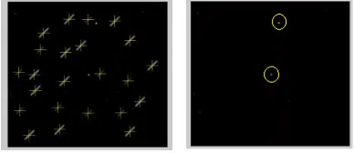 Figure 11. The free-background image (left), the noise (middle), the image without noise and background (right)  