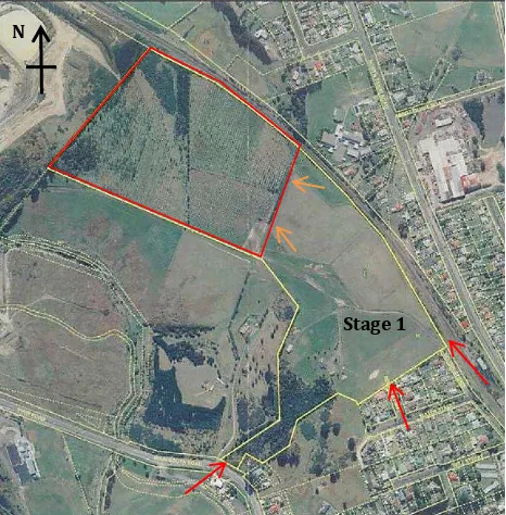 Figure 1. The study site, Grand Vista. The yellow boundary highlights the whole re-designated zone