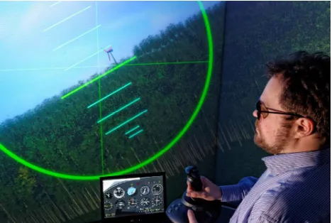 Figure 9 shows an example of a flight simulator using a highly detailed forest model as a landscape