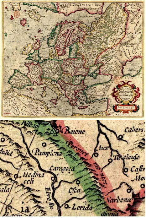 Figure 7: Nicolas Sanson, 1651, L’Europe: Two-colour borderand solid-coloured states