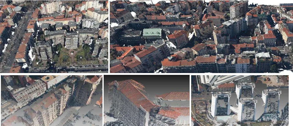 Figure 7. Schema of the mixed pixels filtering (a). Practical example of the a point cloud generated from one looking direction (b) and the filtered one after the removal of the mixed pixels (c)