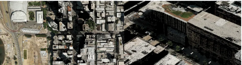 Fig. 4: Perth - airborne image dataset. Left: result overview, right: detail. Pointcount: 394 Mio