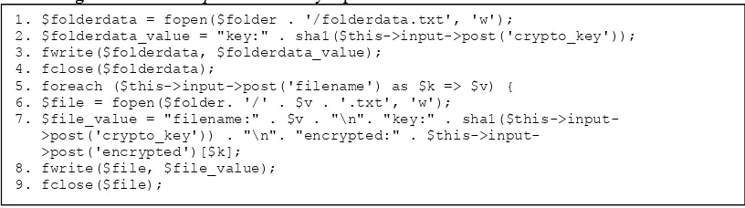gambar hasil enkripsi ke dalam web server dapat dilihat pada kode program 3.