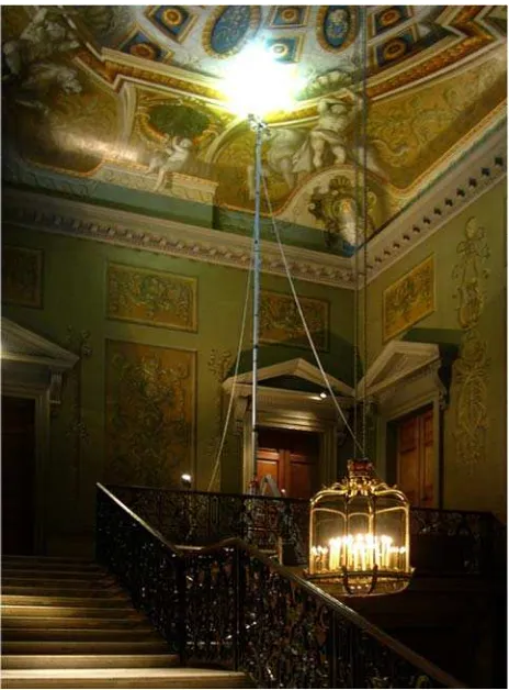 Figure 14. Mast fully raised to 8m above the gallery with the photographic rig operating 60cm below the ceiling