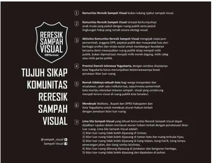 Gambar 1 mengenai “7 Sikap Komunitas Reresik Sampah Postingan di laman komunitas Visual”  Sumber: 