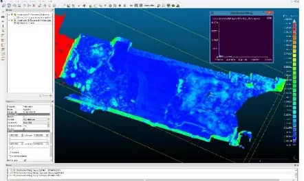 Fig. 22 Cloud to Cloud distance evaluation between dense cloud  of Photoscan and point cloud of laser scanner about mosaic floor at Insula Volusiana: “fixed scale” function is disabled