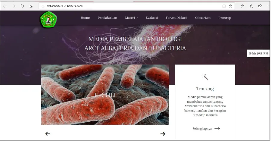 Figure 1. The final form of the learning media website (http://archaebacteria-eubacteria.com/) 