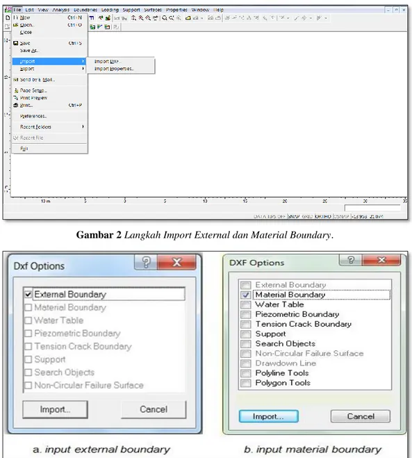 Gambar 2 Langkah Import External dan Material Boundary. 