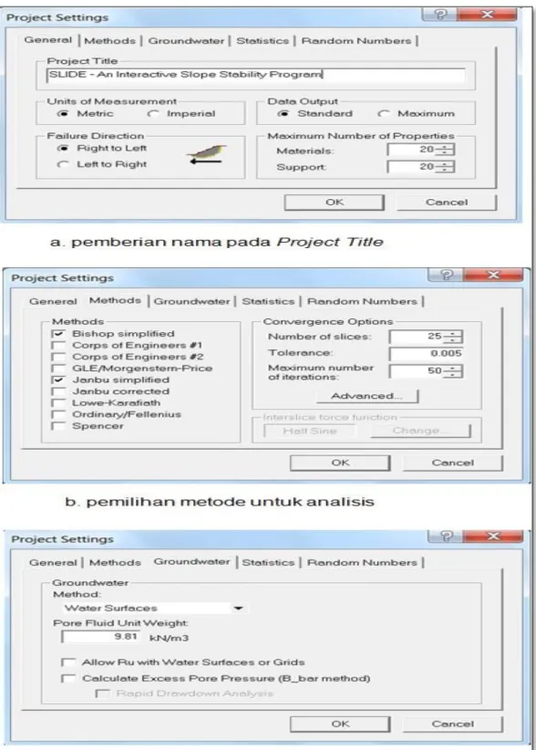 Gambar 5 Windows pada menu project settings 