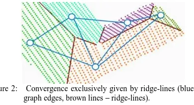 Figure 2:   Convergence exclusively given by ridge-lines (blue lines  – graph edges, brown lines  ridge-lines)