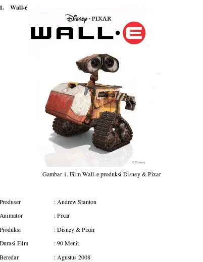 Gambar 1. Film Wall-e produksi Disney & Pixar 