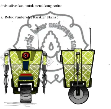 Gambar 5. Konsep Robot Pembersih tampak depan dan samping 