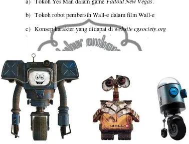 Gambar 7. Robot-robot sumber inspirasi karakter Robot Pembersih 