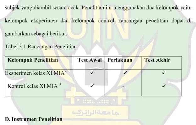 Tabel 3.1 Rancangan Penelitian 