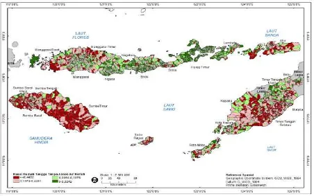 Gambar 4. Peta kerentanan pangan tingkat desa di Provinsi NTT 2016