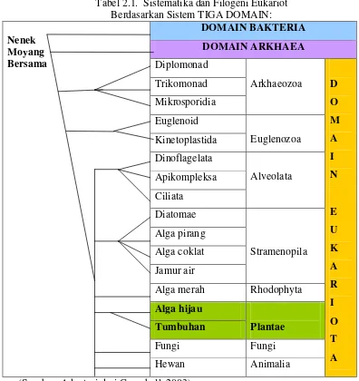 Tabel 2.1.  Sistematika dan Filogeni Eukariot 