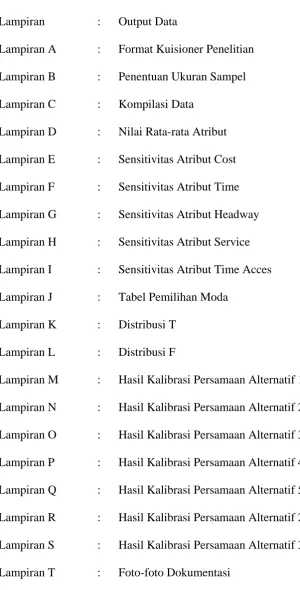Tabel Pemilihan Moda 