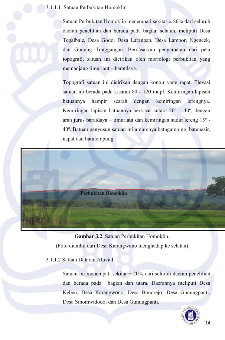 Gambar 3.2 . Satuan Perbukitan Homoklin.                                                                                             