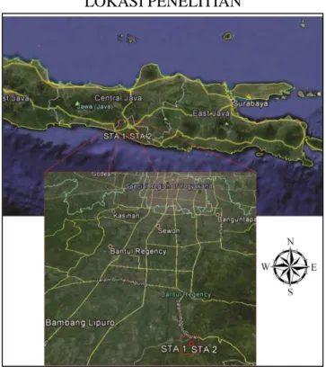 Gambar 1. Lokasi penelitian berada di Dusun Siluk II yang terletak di Desa Selopamioro, Kecamatan  Imogiri,  Kabupaten  Bantul,  Daerah  Istimewa  Yogyakarta,  Indonesia  yang  ditunjukan  dengan kotak berwarna merah (Google maps)