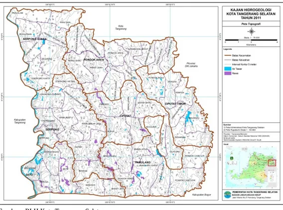 Gambar 6 .  Peta topografi Kota Tangerang Selatan 