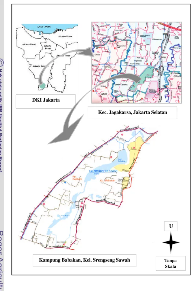 Gambar 6 Lokasi Penelitian di Kampung Babakan Kelurahan Srengseng Sawah,                     Kecamatan Jagakarsa, Jakarta Selatan
