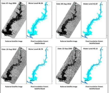 Figure 3 Changes in spatial inundation extent at different water  levels at Konta gauge station located along Sabri River