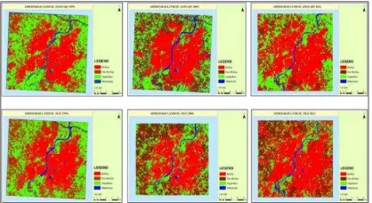 Figure 3: Land use maps for January and May month of three different years 