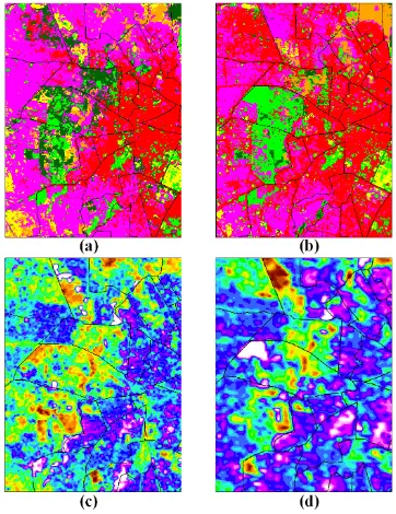 Figure 7. Subset representing major trends of LULC and associated LST changes (a) LULC map of 2000 (b) LULC map 