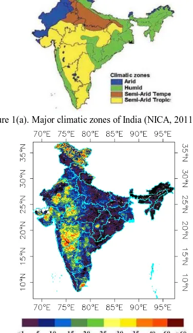 Figure 1(a). Major climatic zones of India (NICA, 2011)   