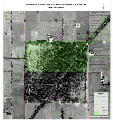 Figure 4. A part of cadastral layer of Bir Hisar (P.F) overlaid on ortho-rectified image