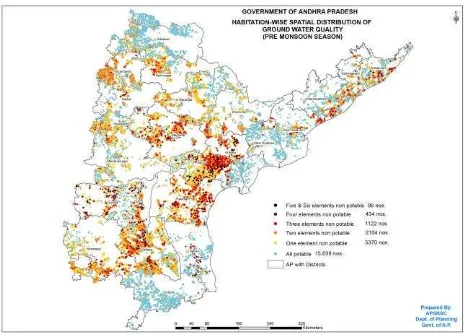 Figure 1. Map showing the spatial distribution of elements contaminated during pre-monsoon season 