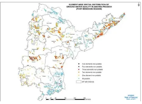 Figure 3. Map showing the spatial distribution of elements contaminated during post-monsoon season 