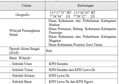 Tabel II-1. Kondisi Umum Wilayah Kerja KPH Madiun 