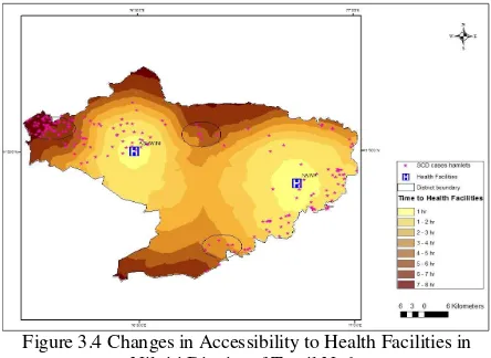 Table 2 Total number of hamlets in different accessibility  time to health facilities during dry and wet season 