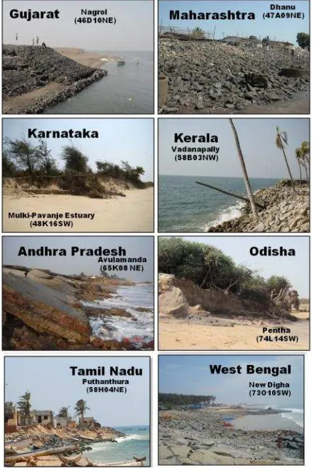 Figure 8 shows representative field photographs of severeerosion along different maritime states of India