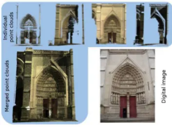 Figure 2: Color problems resulting of the point clouds mergingand the scanner camera low quality