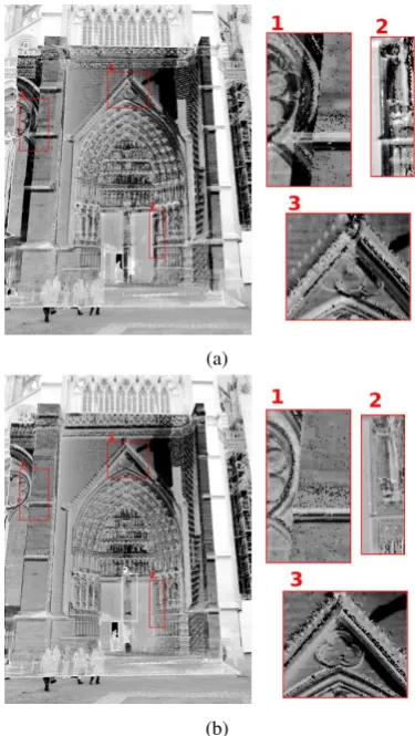 Figure 8: Differences images between the desired digital imageand (a) the intial image (b) the ﬁnal image