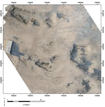 Figure 8. Georeferenced orthophoto of a part of the quarries as created with the surface model and imagery from the kite