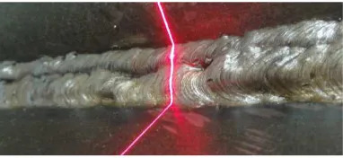 Figure 1. Projected laser line on a welding seam (hollow seam) 