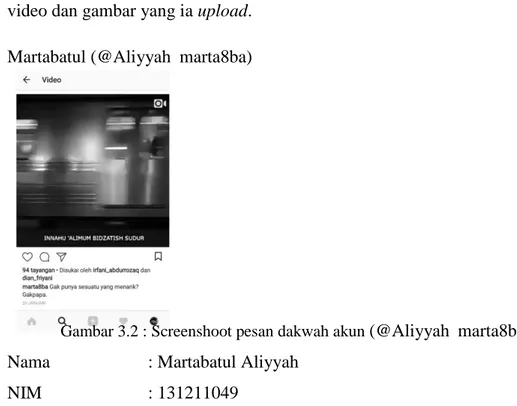 Gambar 3.2 : Screenshoot pesan dakwah akun (@Aliyyah  marta8ba  Nama  : Martabatul Aliyyah 
