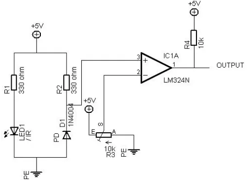 Gambar 2.5 Rangkaian sensor garis menggunakan IC LM 324 