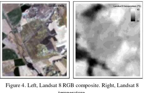 Figure 4. Left, Landsat 8 RGB composite. Right, Landsat 8 