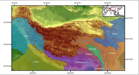 Figure 1. The Qinghai – Tibet Plateau and the main river Basins of South and East Asia (adapted from Menenti et al