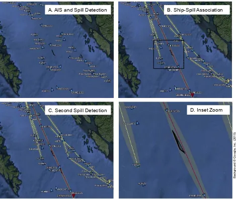 Figure 2. Ship-Spill Association Results for Test Case 1 