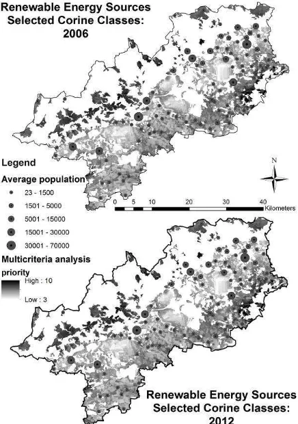 Figure 8. Moderate changes in mapping of suitable sites for utilization of renewable energy sources in 1990 and 2000