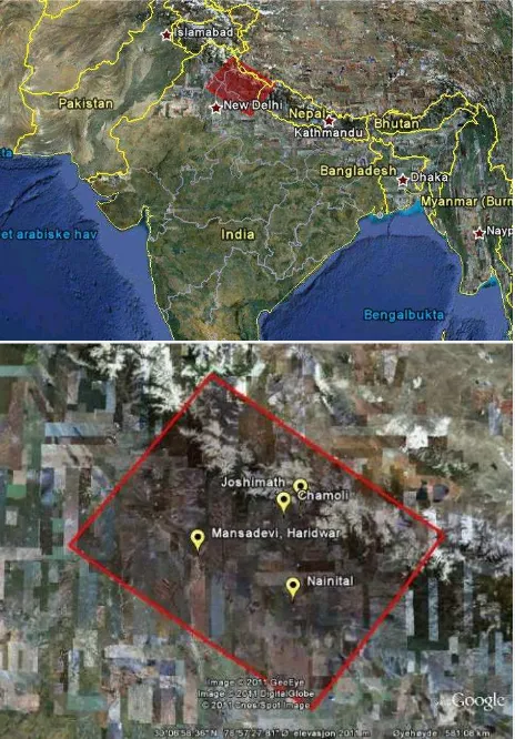 Figure 1: Location of target areas. Background data: GoogleEarth. 