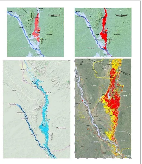 Figure 1. Malawi 2015 flood extent maps, courtesy of CIMA Foundation and UNOSAT. 
