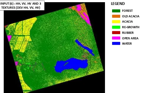 Figure 5. Land cover classification using 10 spatial resolution with 3 polarization images and 3 texture images 