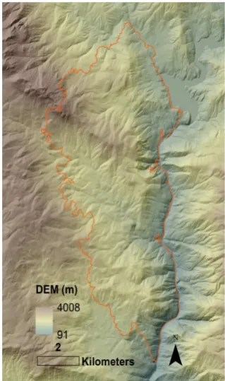 Figure 2. Example 30m DEM downloaded after the French Fire soil burn severity map was uploaded into the database